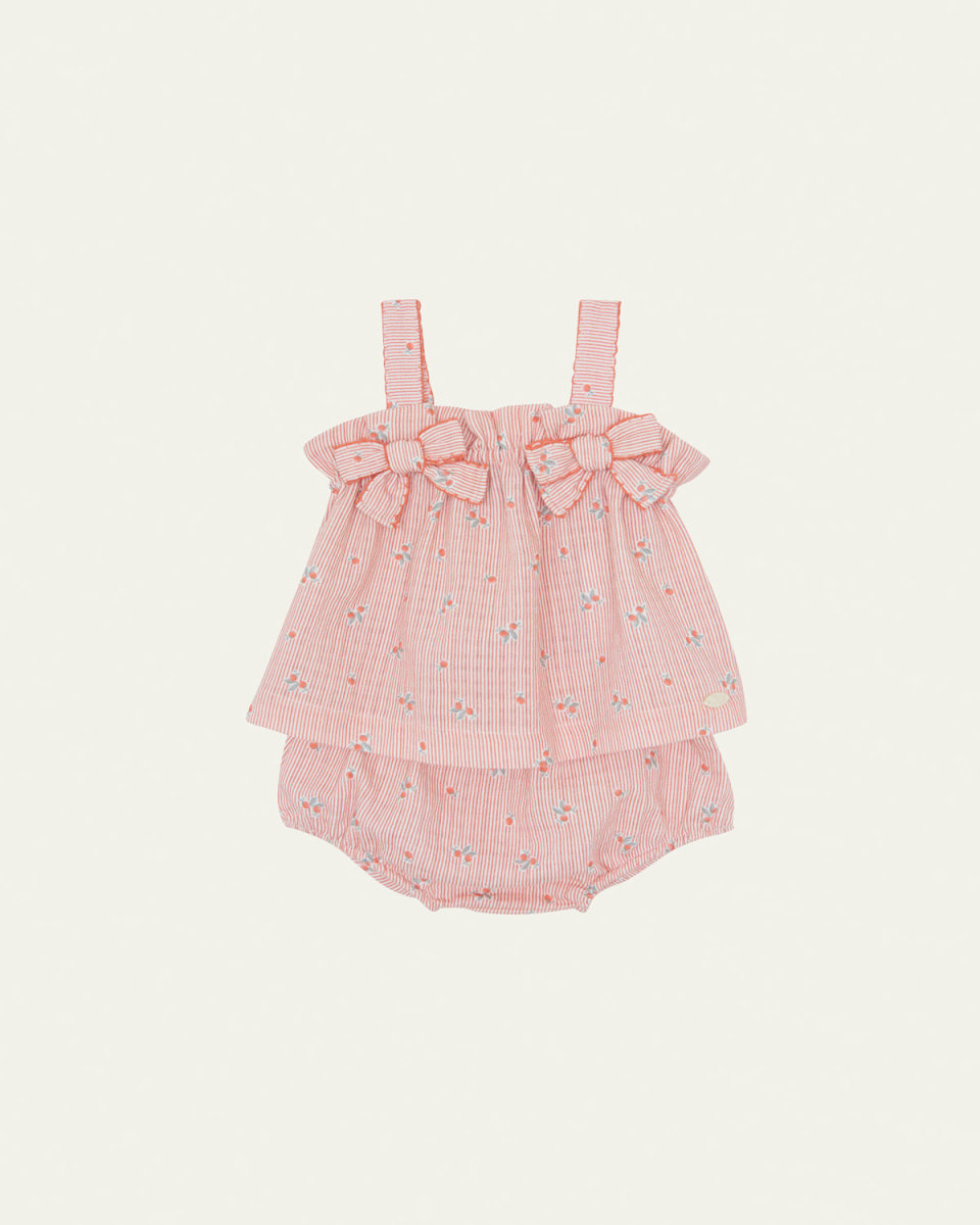 Girl's Striped Top & Bloomers Set, Size 3M-2